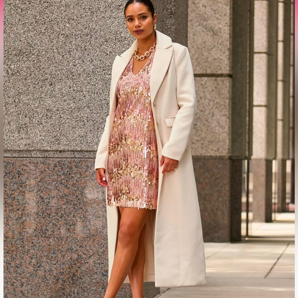 Boston Proper Sequin Short Sleeve Shift Dress